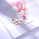 Alloy Three-Heart Necklace Dec. Stone Engraved Name Pendant