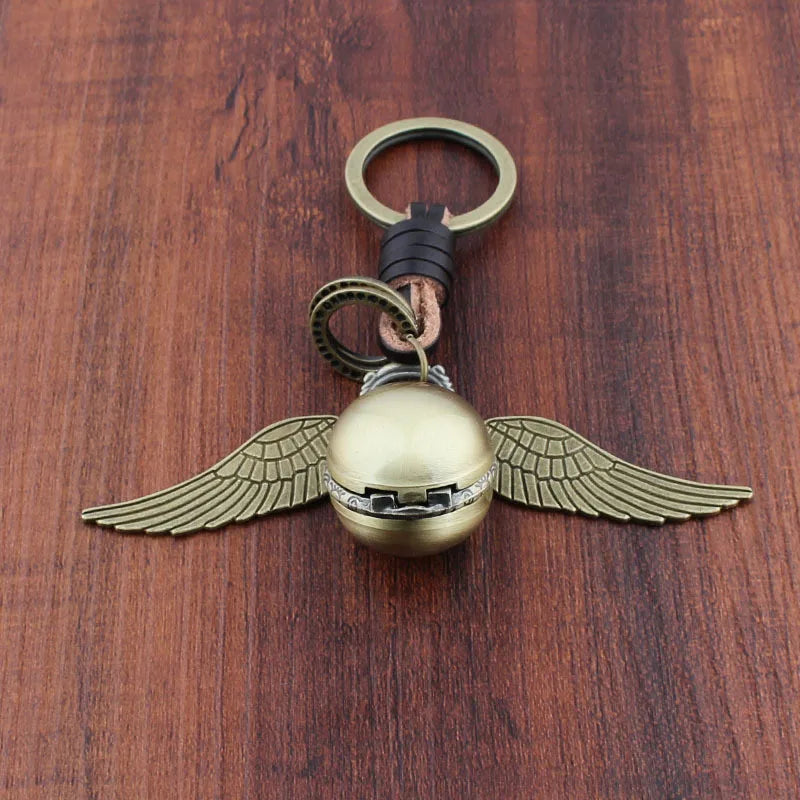 Movie Ball Keychain Watch Metal Alloy Pocket Watch Keyring Leather Band