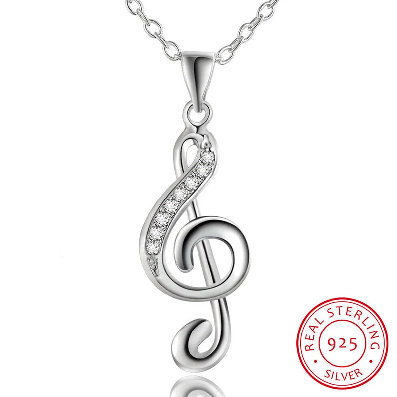 Music Rhythm Pendant Necklace 925 Silver Jewelry