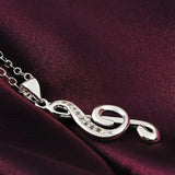 Music Rhythm Pendant Necklace 925 Silver Jewelry