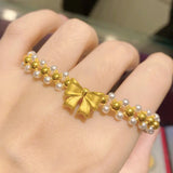 Princess Bow Tie Bracelet Girl Pearl Hand String Woven Hand Rope Bracelet