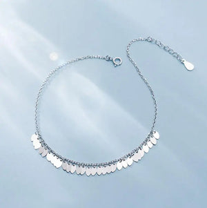 925 Silver Sweet Wafer Tassel Anklets for Women