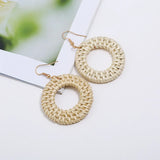Ethnic Style Rattan Earrings Hand-woven Retro Exaggerated Bamboo Earrings