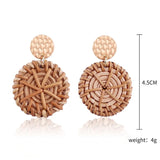 Ethnic Style Rattan Earrings Hand-woven Retro Exaggerated Bamboo Earrings