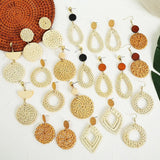 Ethnic Style Rattan Earrings Hand-woven Retro Exaggerated Bamboo Earrings