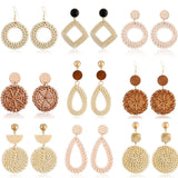 Ethnic Style Rattan Earrings Hand-woven Retro Exaggerated Bamboo Earrings