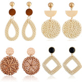Ethnic Style Rattan Earrings Hand-woven Retro Exaggerated Bamboo Earrings