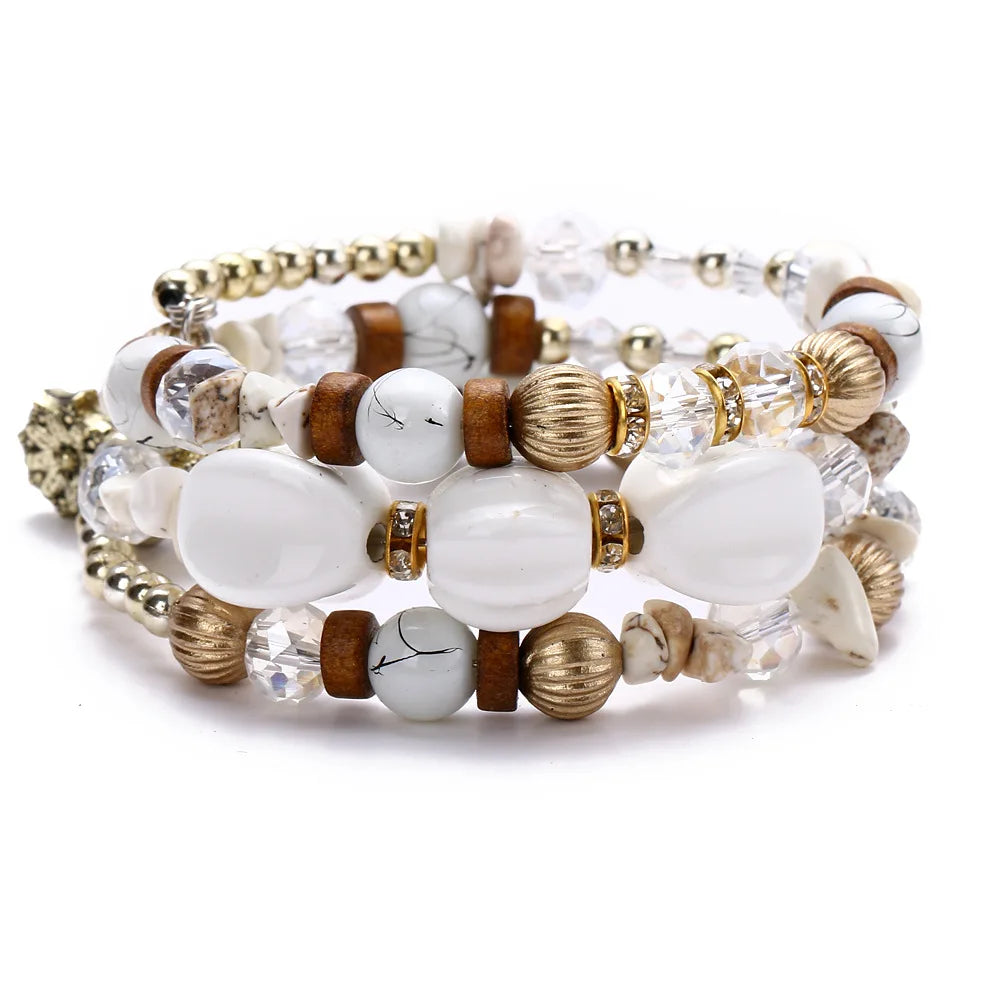 National Style Beaded Stone Bracelet for Men and Women