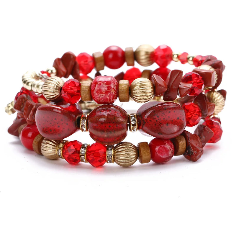 National Style Beaded Stone Bracelet for Men and Women