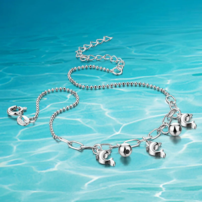 925 Silver Dolphin Anklet Sweet Lady Anklet Jewelry Gift
