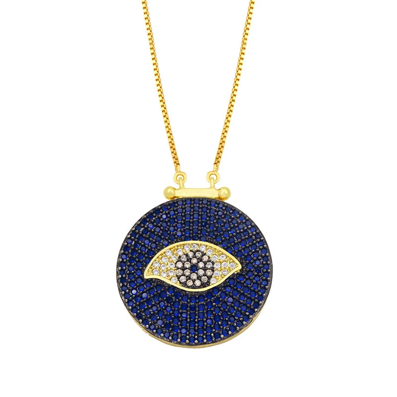 Crystal Zircon Lucky Eyes Pendant Necklace Female Jewelry