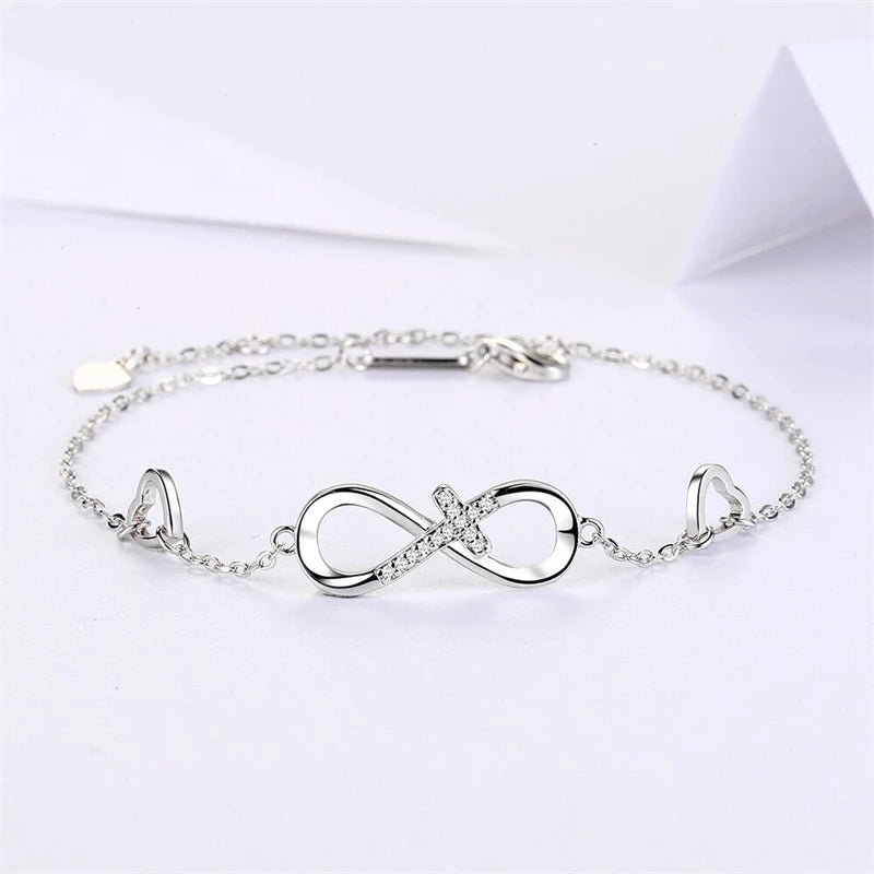 S925 Sterling Silver 8-char Cross Bracelet, Europe and America