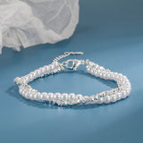S925 Silver Pearl Bracelet Double Layer Hand Jewelry for Women