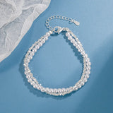 S925 Silver Pearl Bracelet Double Layer Hand Jewelry for Women