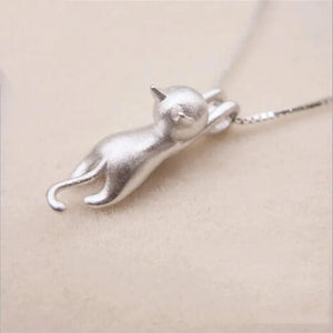 Silver Plated Cat Pendant Necklace XL003