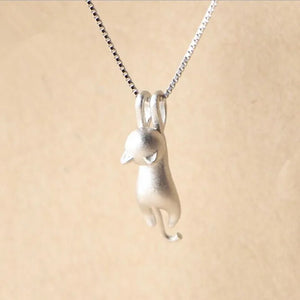 Silver Plated Cat Pendant Necklace XL003
