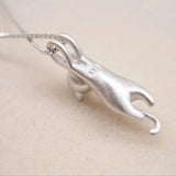 Silver Plated Cat Pendant Necklace XL003