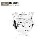 925 Silver Noble Prince Crown Charm Beaded Jewelry