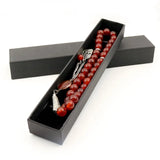 Natural Agate Gemstone Beads Rosary Muslim Misbaha Red Bracelet Pendant Box