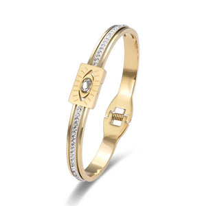 Zircon Evil Eye Bangle Bracelet Women Vintage Wrist Jewelry