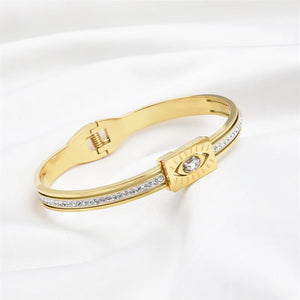Zircon Evil Eye Bangle Bracelet Women Vintage Wrist Jewelry