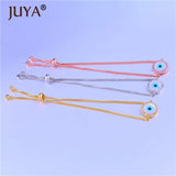 Round Shell Evil Eye Charm Chain Lucky Bracelets For Women Ladies Jewelry