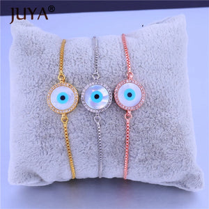 Round Shell Evil Eye Charm Chain Lucky Bracelets For Women Ladies Jewelry