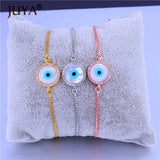 Round Shell Evil Eye Charm Chain Lucky Bracelets For Women Ladies Jewelry