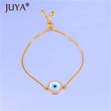 Round Shell Evil Eye Charm Chain Lucky Bracelets For Women Ladies Jewelry