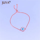 Round Shell Evil Eye Charm Chain Lucky Bracelets For Women Ladies Jewelry