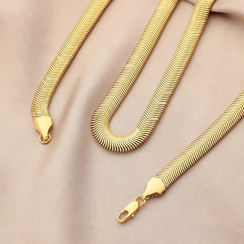 925 Silver Plated 18K 6MM Snake Bone Necklace for Men Women
