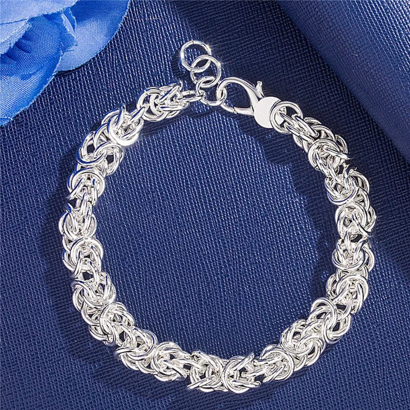 925 Silver Circle Bracelet for Woman Man Wedding Party Christmas