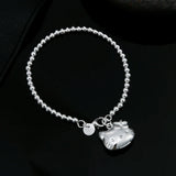 925 Sterling Silver Kitty Cat Bracelet Women Jewelry Party Wedding