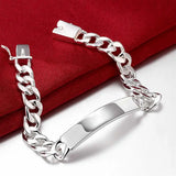 10MM Geometry Chain 925 Sterling Silver Bracelet Wedding Party Jewelry