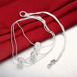 925 Sterling Silver Frosted Beads Pendant Necklace for Women