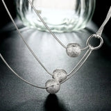 925 Sterling Silver Frosted Beads Pendant Necklace for Women