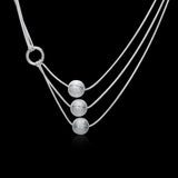 925 Sterling Silver Frosted Beads Pendant Necklace for Women