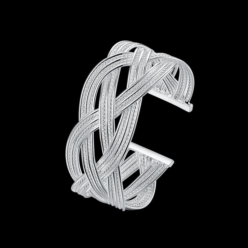 925 Sterling Silver Wide Cuff Bracelet for Women