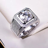 Sterling Silver Crystal Rings for Men Wedding Party Jewelry