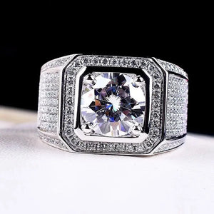 Sterling Silver Crystal Rings for Men Wedding Party Jewelry