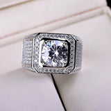 Sterling Silver Crystal Rings for Men Wedding Party Jewelry