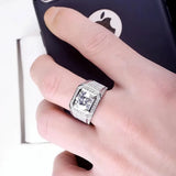 Sterling Silver Crystal Rings for Men Wedding Party Jewelry