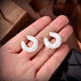 925 Sterling Silver Geometric Resin Party Earrings for Women