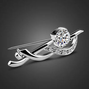 925 Sterling Silver Zircon Inlaid Brooch Charm Jewelry for Women