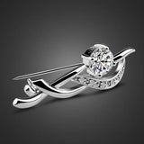 925 Sterling Silver Zircon Inlaid Brooch Charm Jewelry for Women