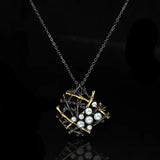 Geometric Net Red Pearl Pendant Necklace for Women