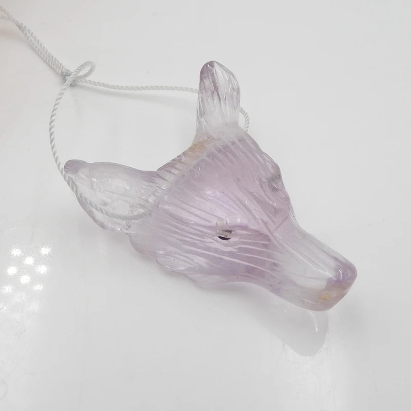 Amethyst Carved Wolf Head Pendant Beads