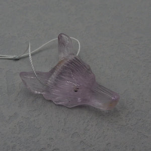 Amethyst Carved Wolf Head Pendant Beads