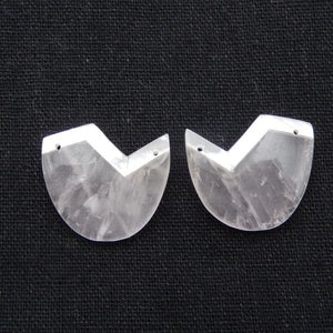 Rose Quartz Earrings, Handmade Jewelry Beads, DIY Supply 26x24x6mm