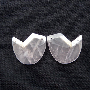Rose Quartz Earrings, Handmade Jewelry Beads, DIY Supply 26x24x6mm